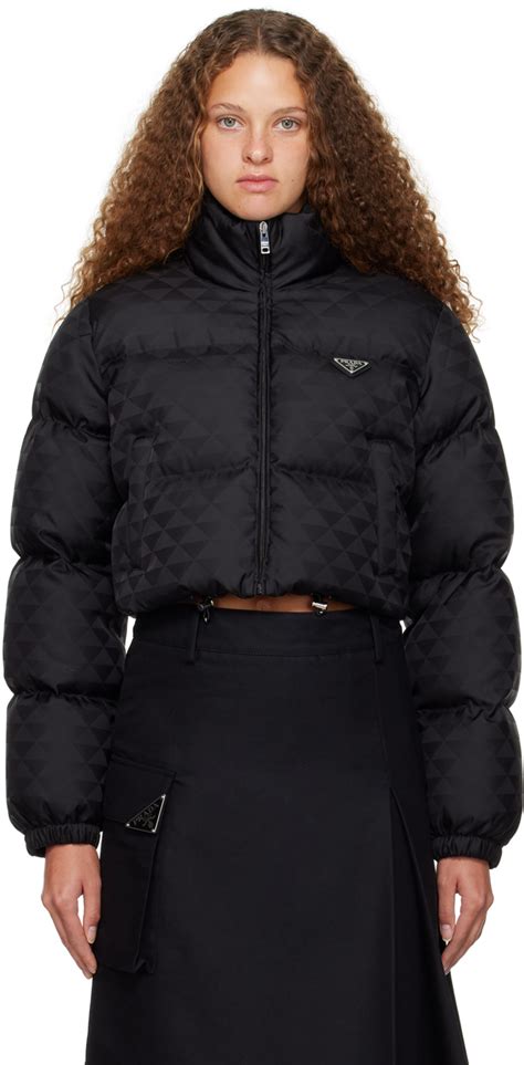 prada ripstop down jacket|prada black cropped puffer jacket.